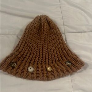 Handmade Crochet Knit Beanie with Button Accents